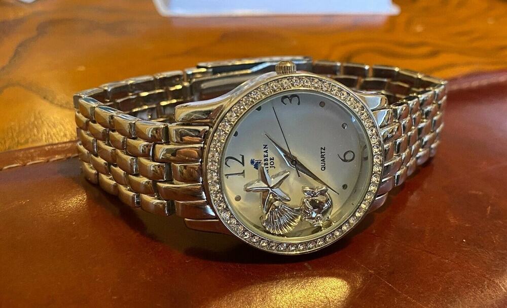 Women's 35mm Caribbean Joe Watch, Silver Tone with Charms in the Case